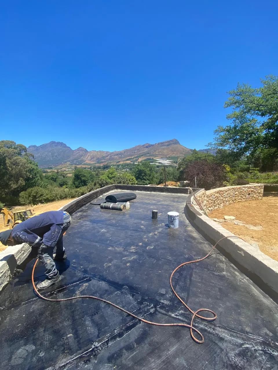 Stellenbosch residential roof garden waterproofing — overhead view